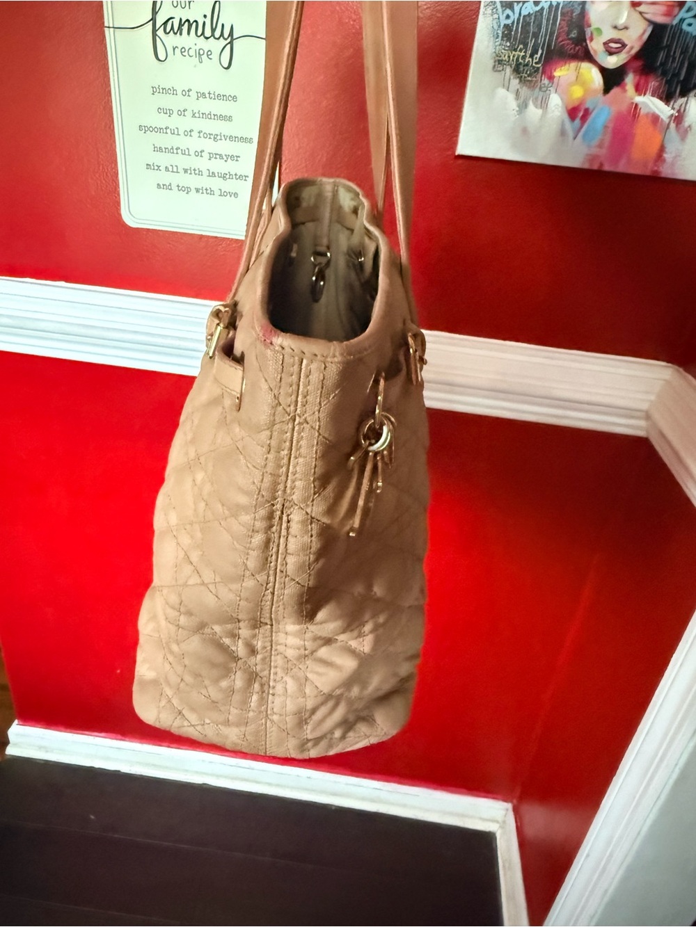 Dior Quilted Beige Tote Bag with Gold Hardware - Picture 3 of 14